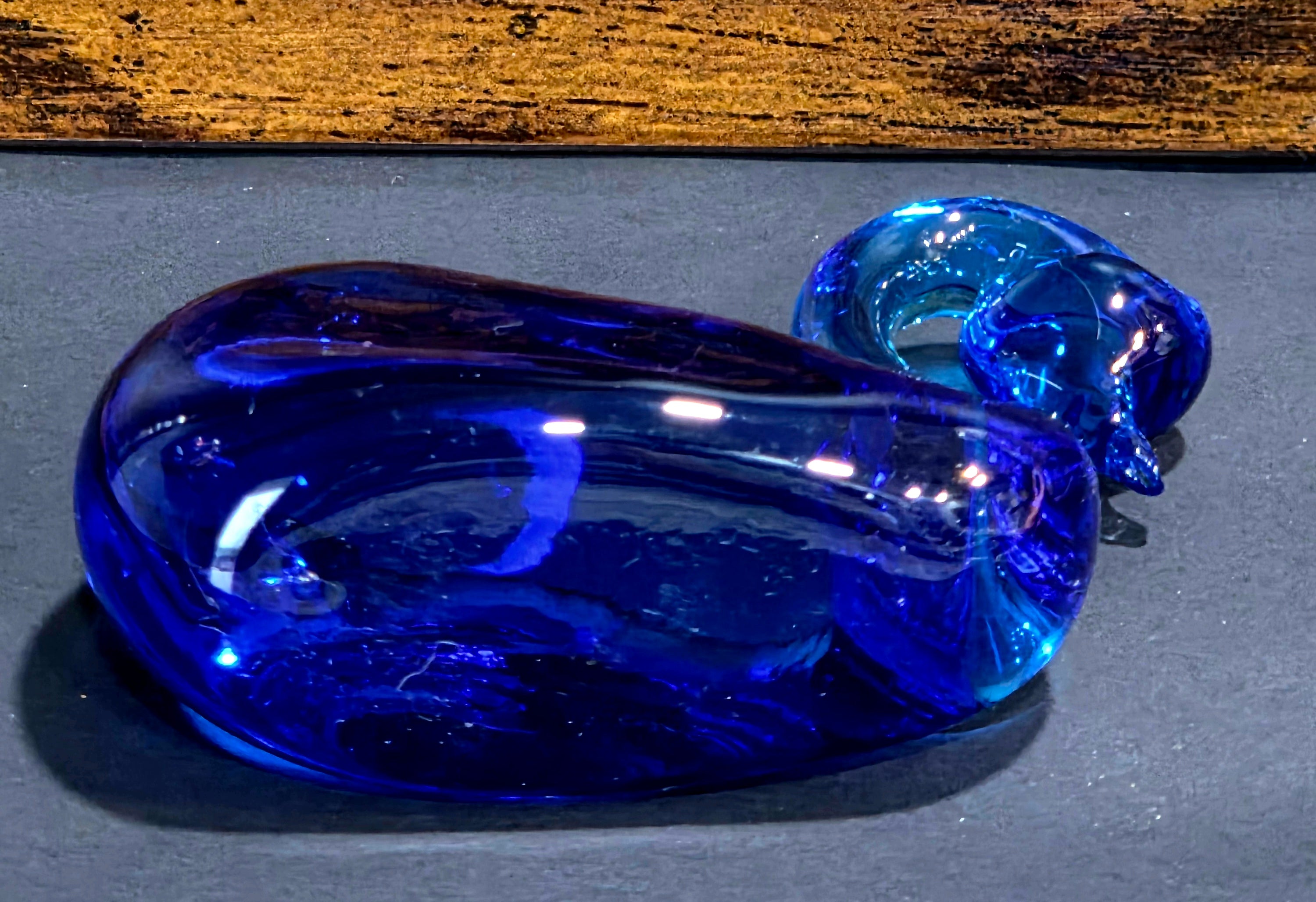 Pilgrim Glass Cobalt Blue Swan - Crystal Figurine