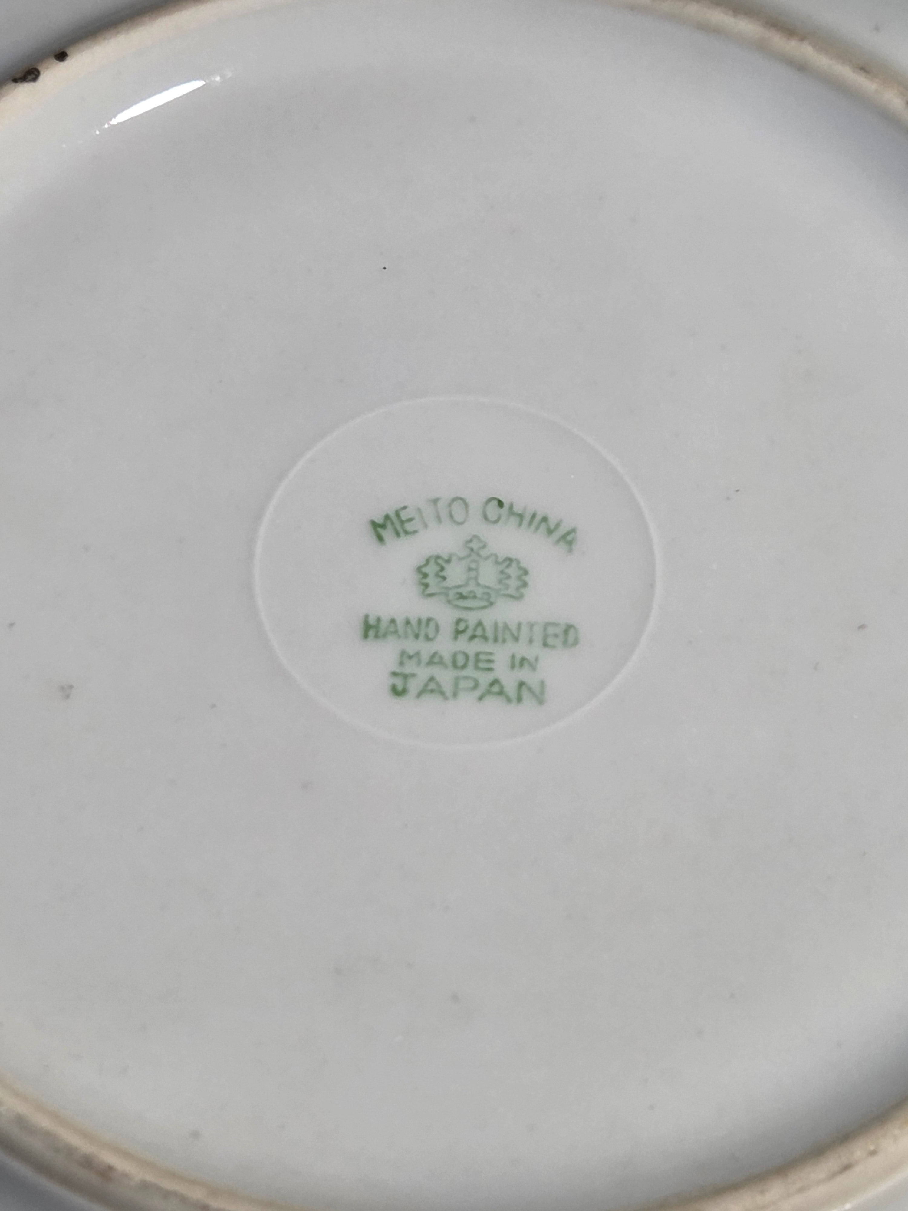 Vintage Meito China Hand-Painted Plate - 6" with Gold Rim