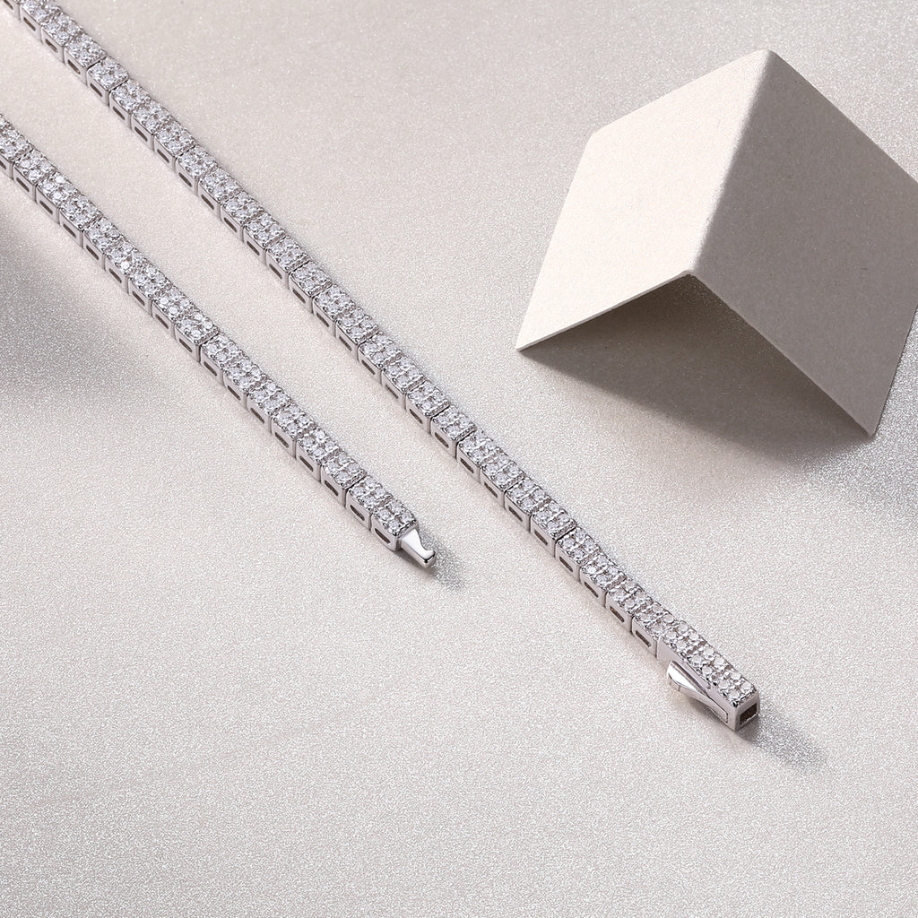 Moissanite Tennis Necklace in S925 Sterling Silver