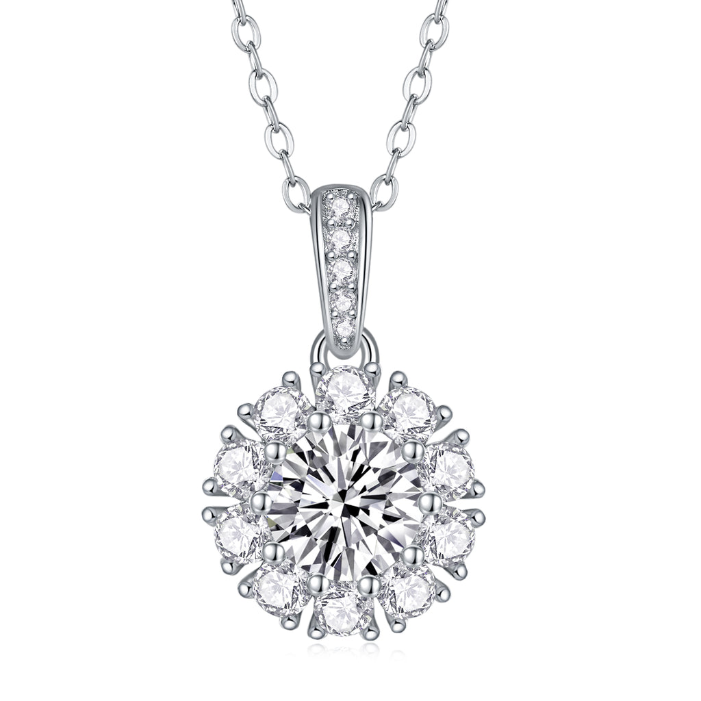1 Carat Moissanite Necklace - S925 Sterling Silver Platinum-Plated with Chain