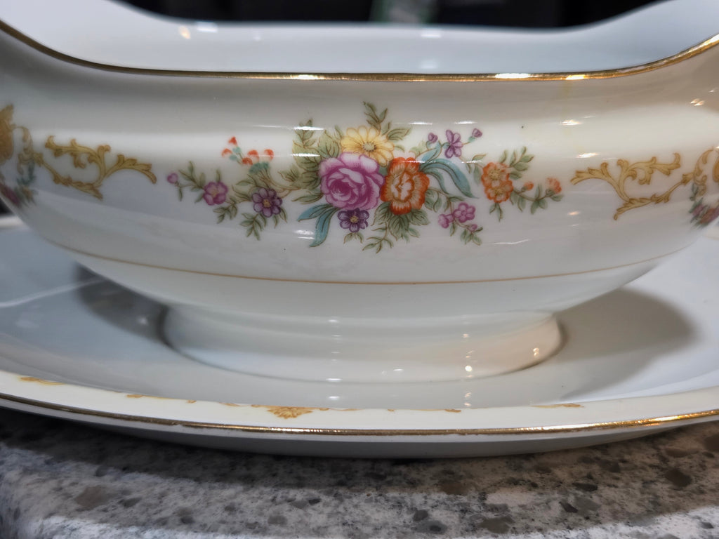 Noritake Imperial Fine China Gravy Boat with Attached Underplate - Japan