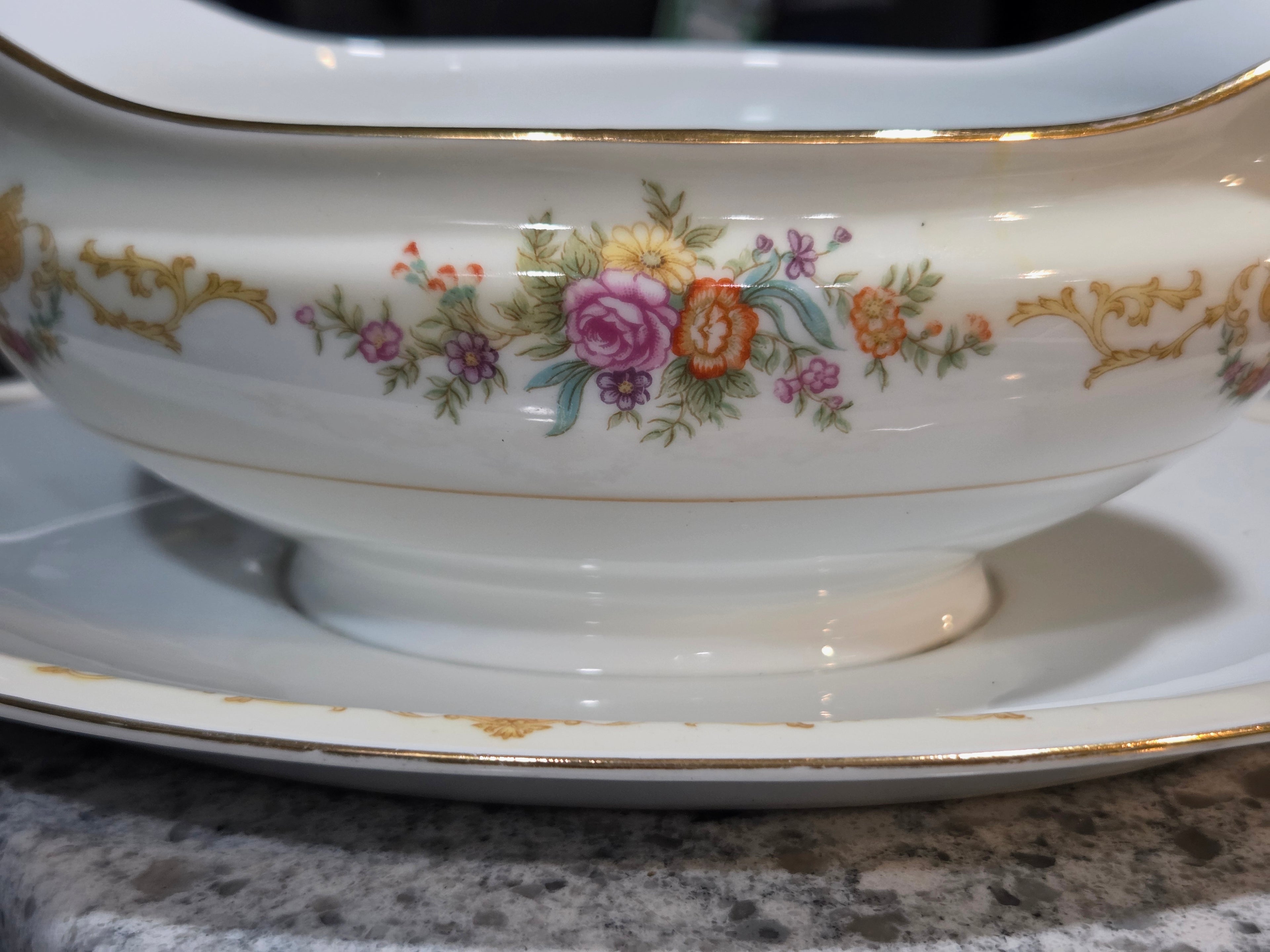 Noritake Imperial Fine China Gravy Boat with Attached Underplate - Japan