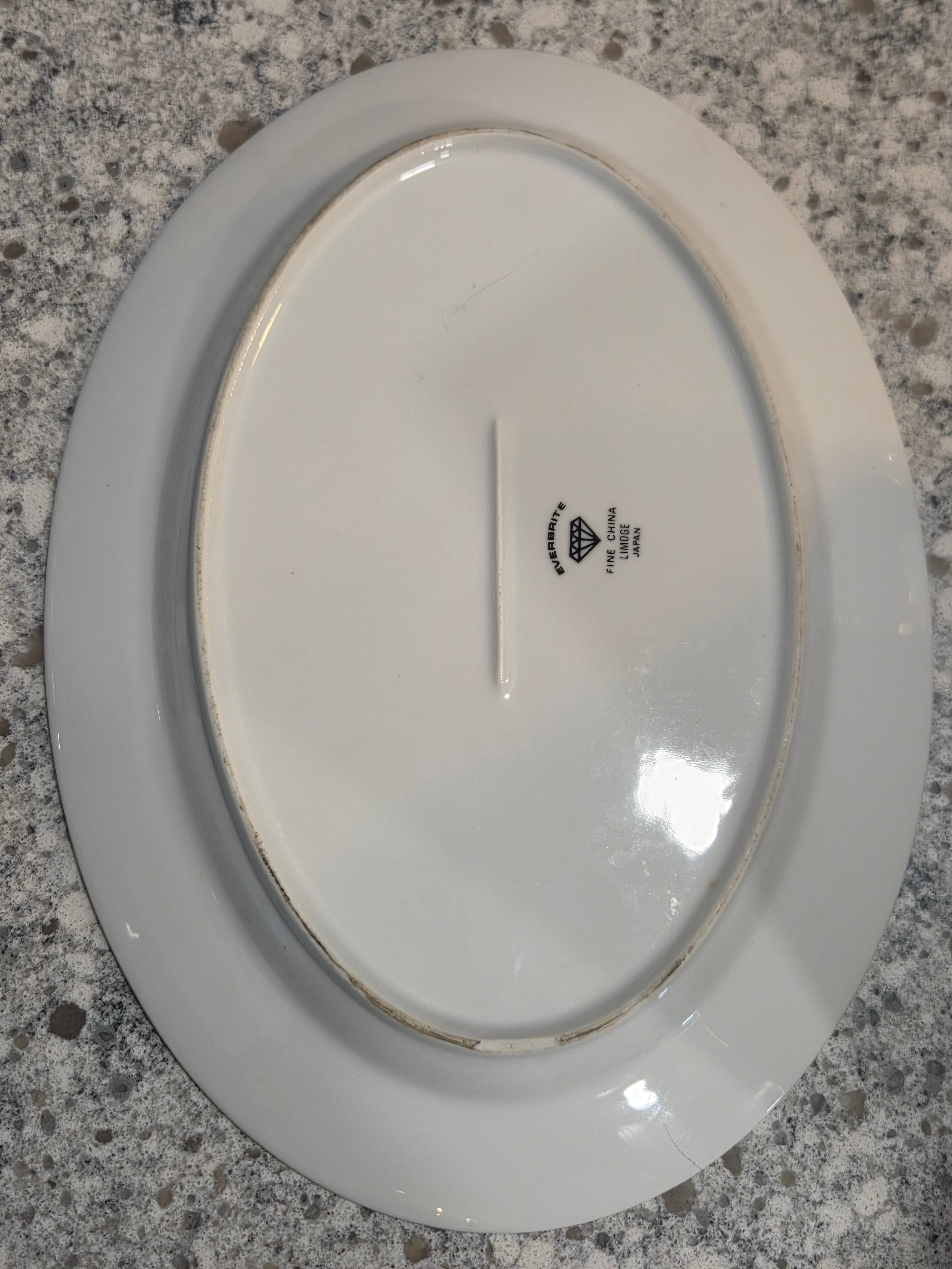 Limoge Oval Serving Platter by Acsons - 12" Vintage Japan China with Gold Trim