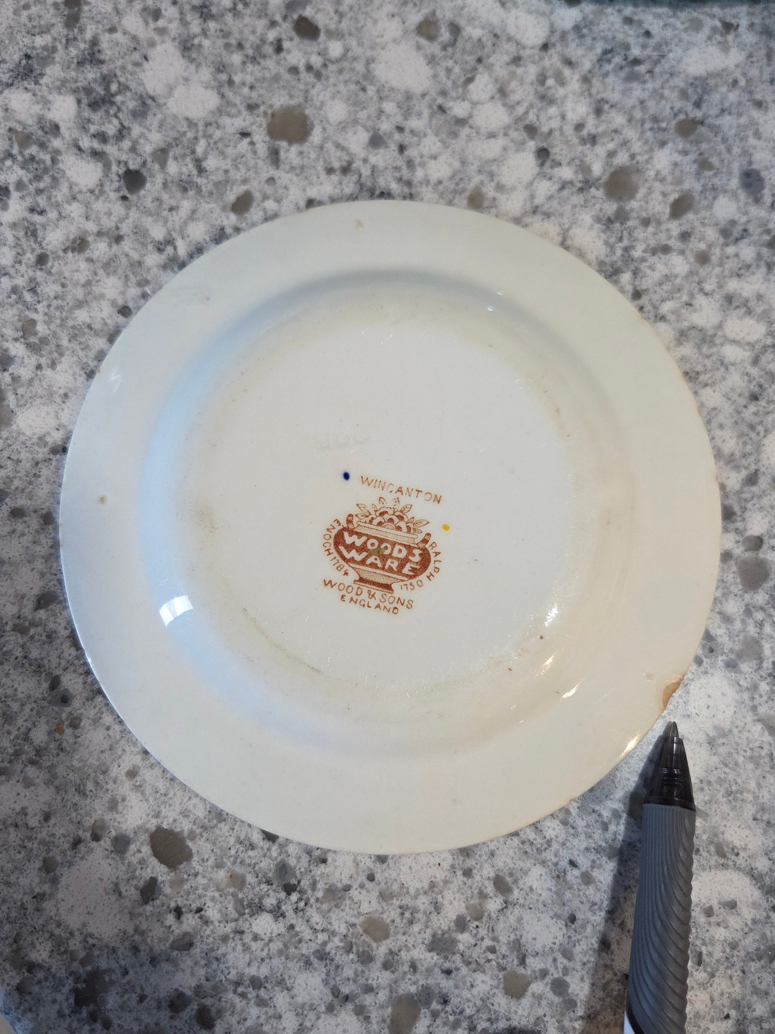 Wincanton Blue and Rust Bread & Butter Plate by Wood & Sons - Vintage England China