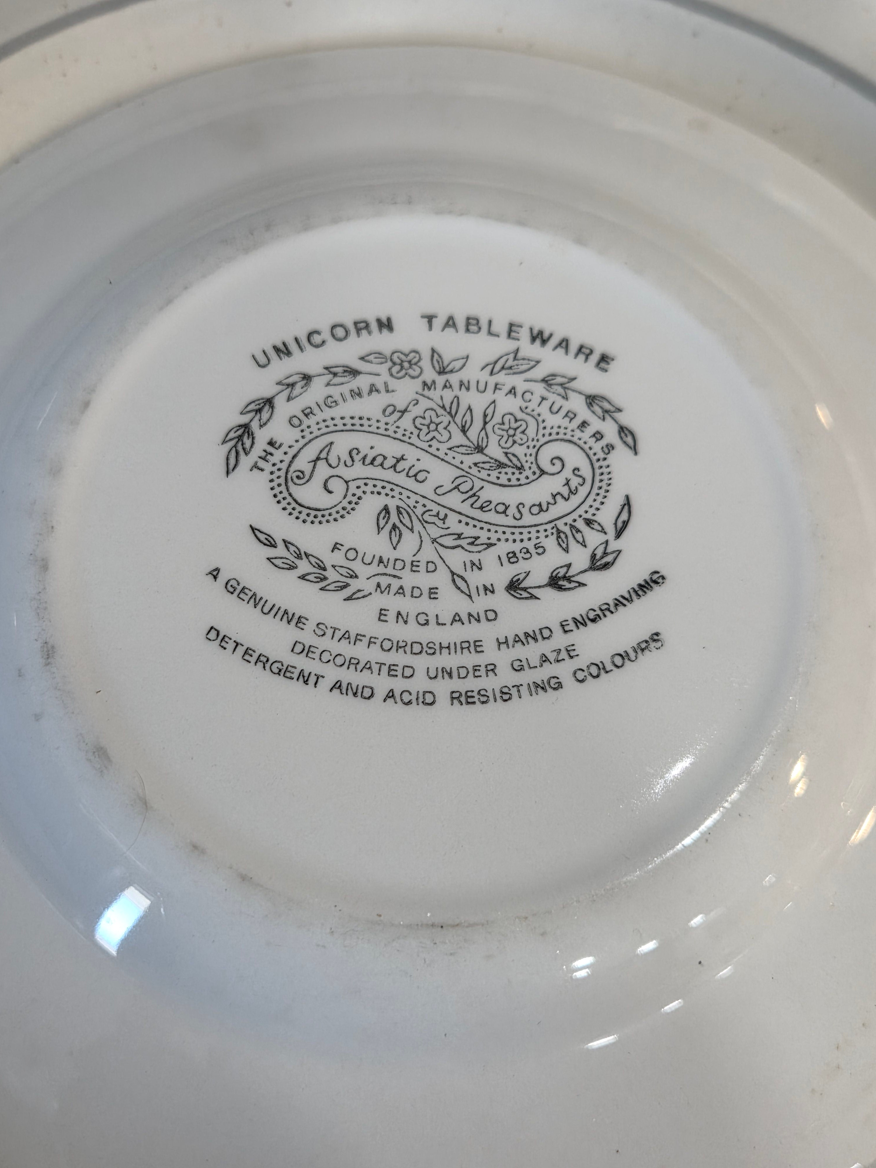 Asiatic Pheasant Blue Bread & Butter Plate by Johnson Brothers - Rare Unicorn Tableware