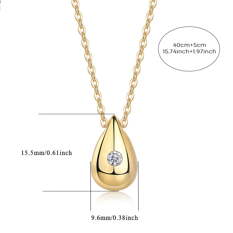 Moissanite Water Drop Gold Plated Necklace