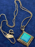 Bili Designer Opal Square Pendant Necklace – .925 Sterling Silver