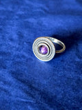 Bili Designer Amethyst & Beaded Sterling Silver Ring – Size 7