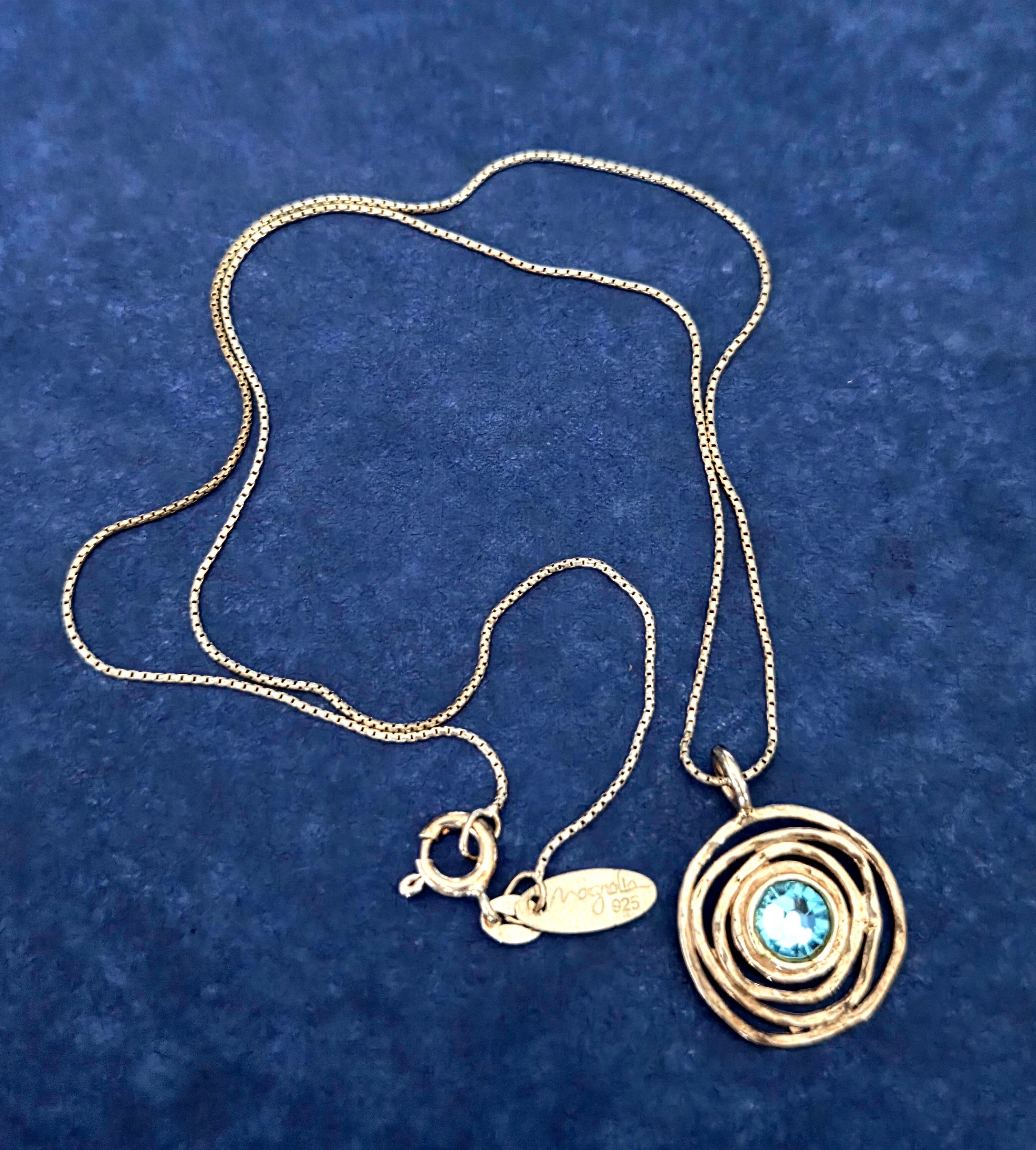 Bili Designer Blue Topaz Milky Way Pendant Necklace – .925 Sterling Silver