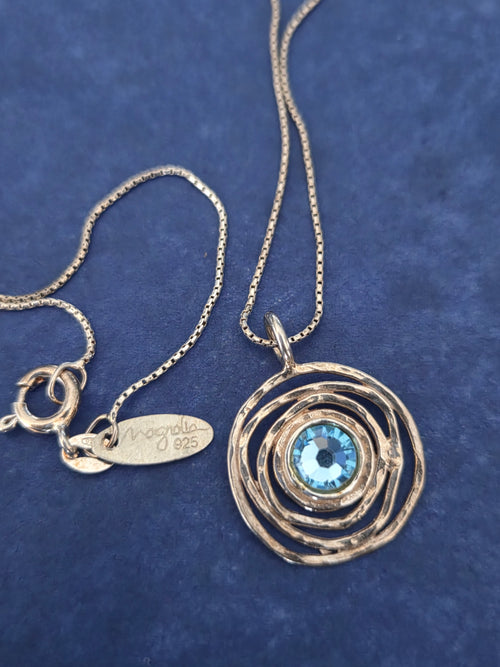 Bili Designer Blue Topaz Milky Way Pendant Necklace – .925 Sterling Silver