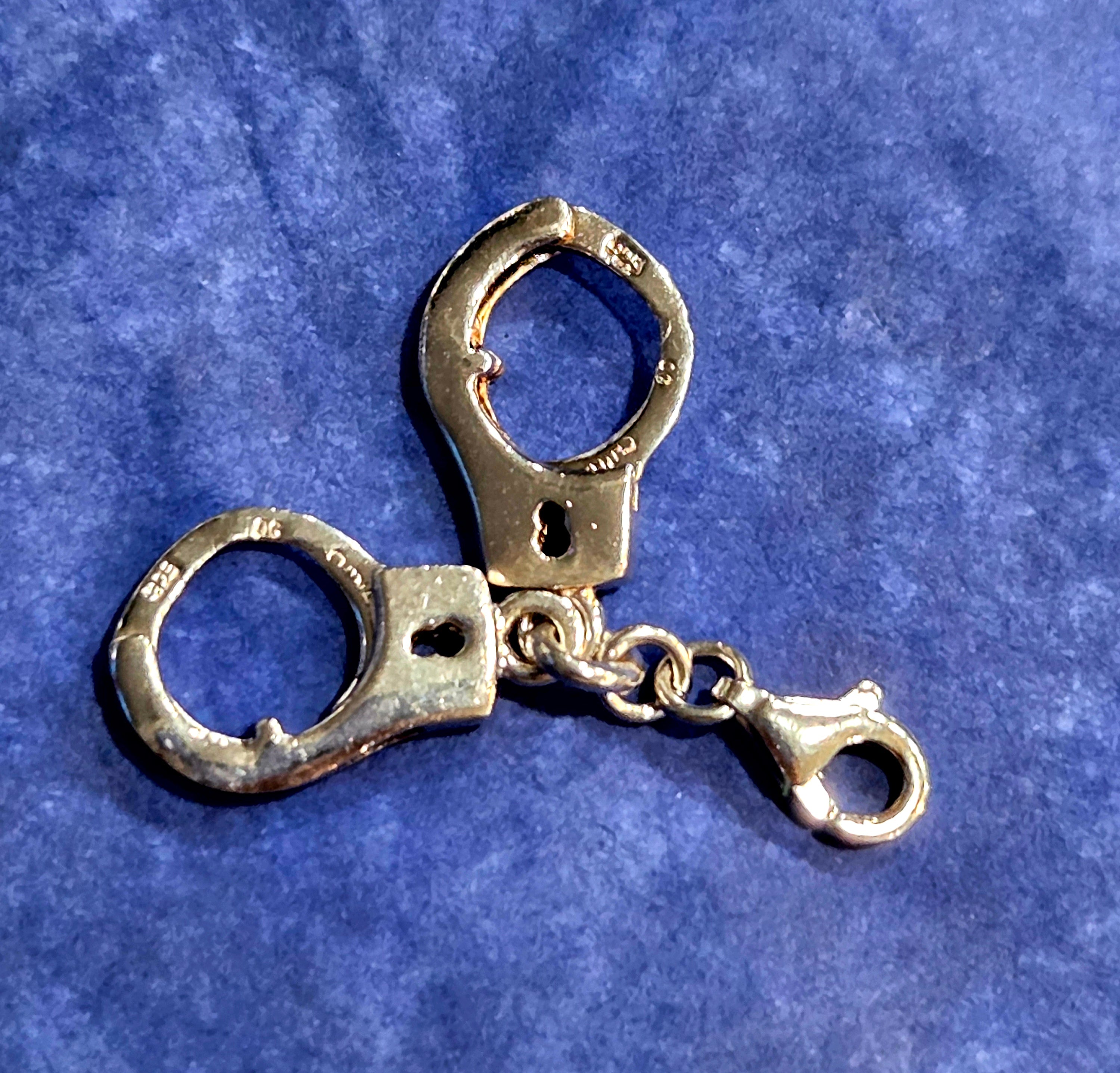 Sterling Silver Law Enforcement Charm Set – Handcuffs & Pistol (.925 Silver)
