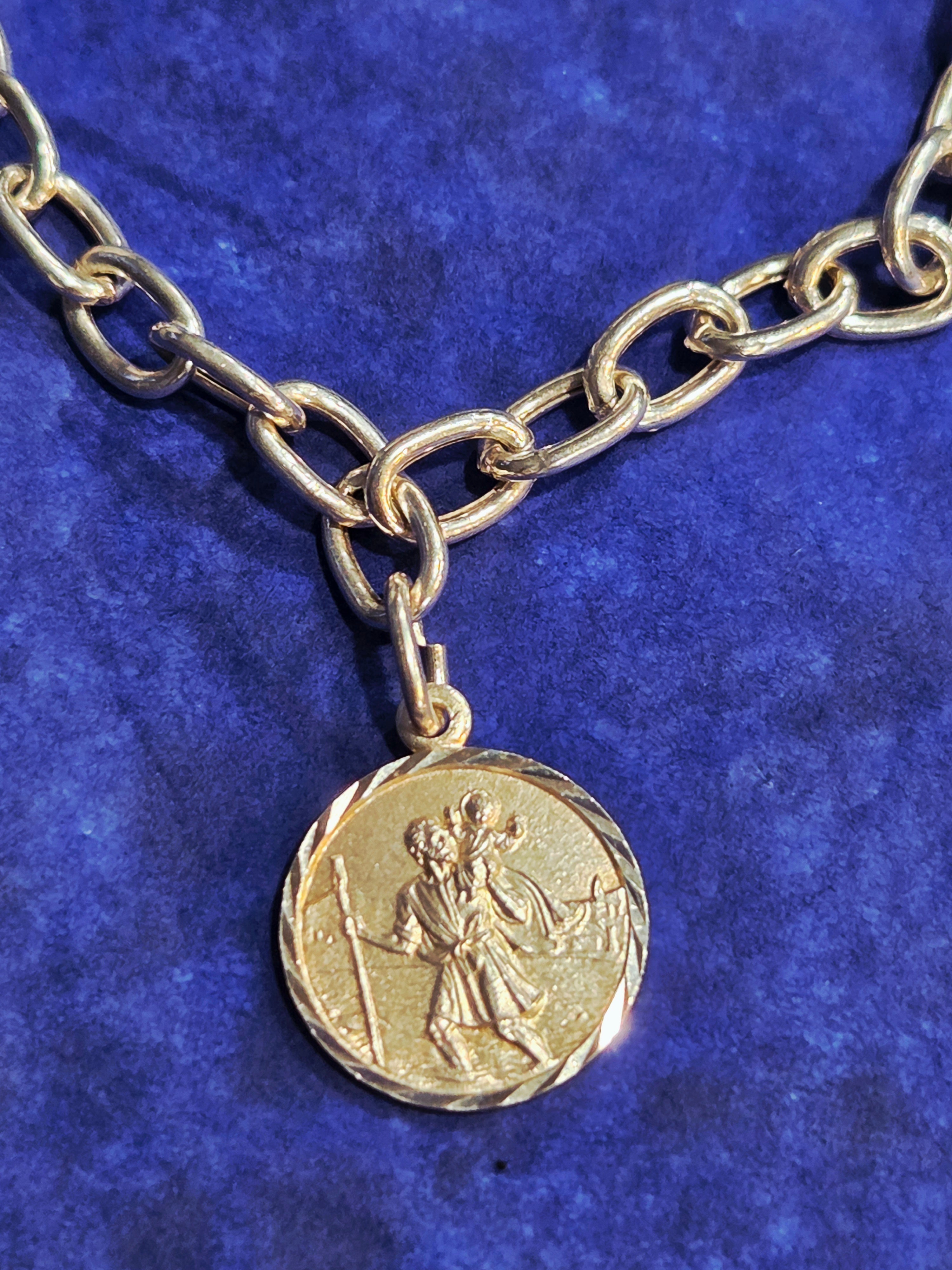 Italian Sterling Silver St. Christopher Charm Bracelet – 7 Inch (.925 Silver)