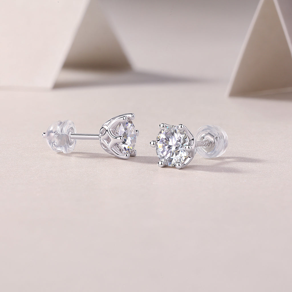 Freehand Flower Moissanite Stud Earrings — S925 Sterling Silver, 0.5ct / 1ct / 2ct / 3ct