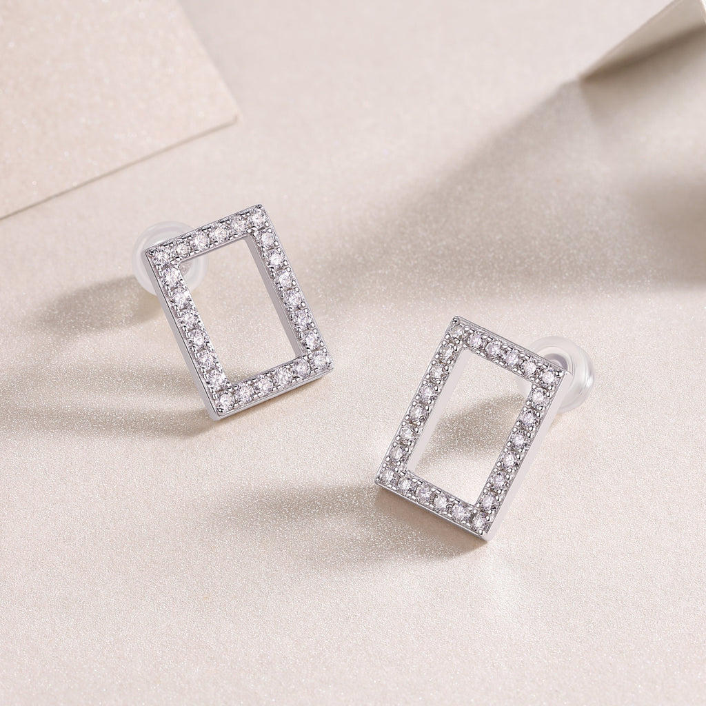 Moissanite Sterling Silver Platinum Plated Studs