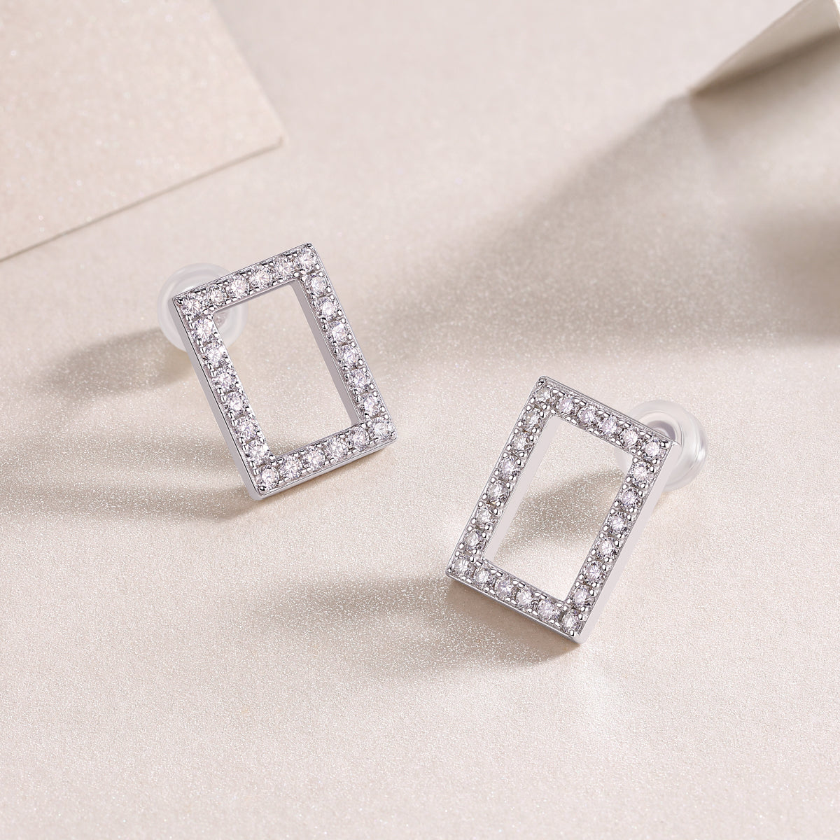 Moissanite Sterling Silver Platinum Plated Studs