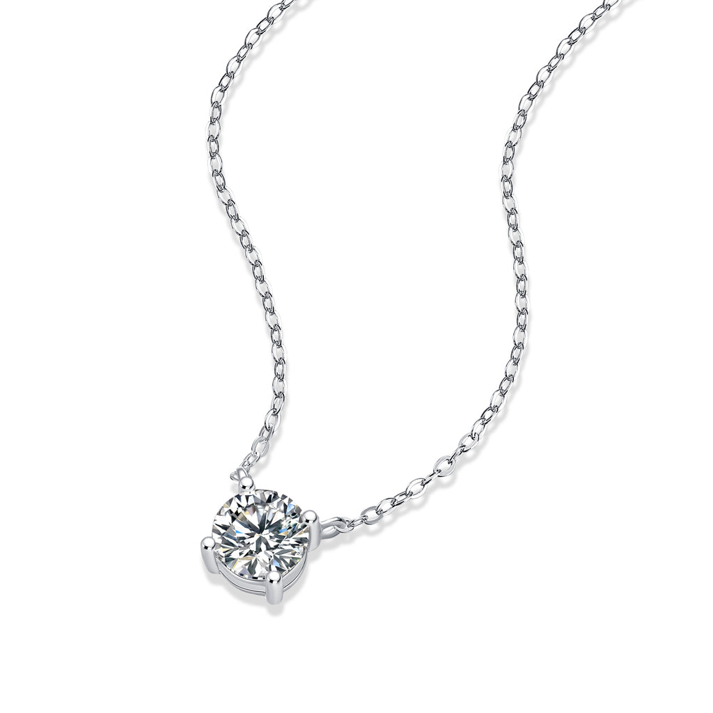 Moissanite Heart Pendant Necklace Sterling Silver