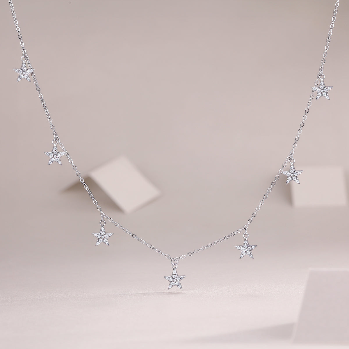 Star Love Moissanite Pendant Necklace - S925 Sterling Silver with Platinum Plating