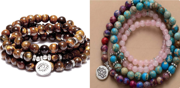 Amazon Stone Tiger Eye Stone Buddha Beads Lotus Bracelet