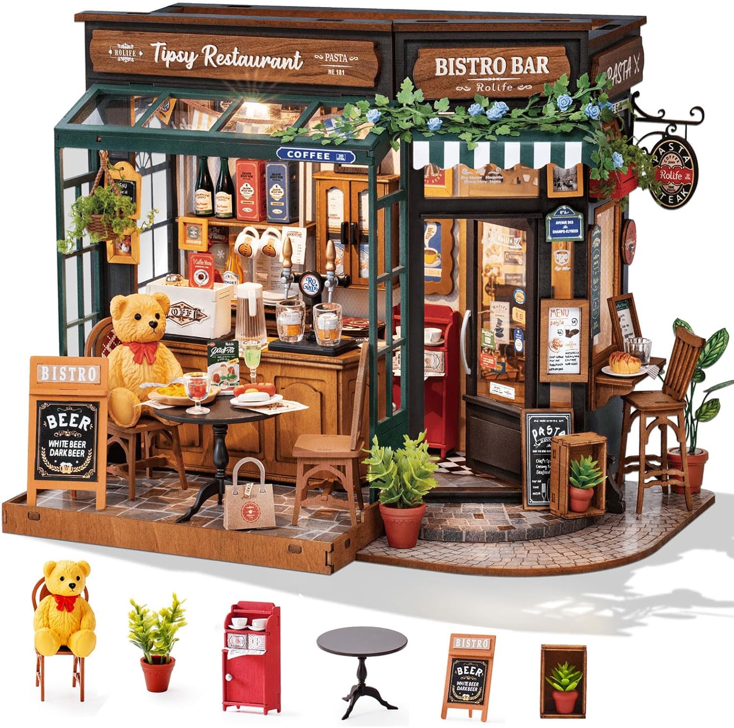 Tipsy Restaurant DIY Miniature Dollhouse Kit