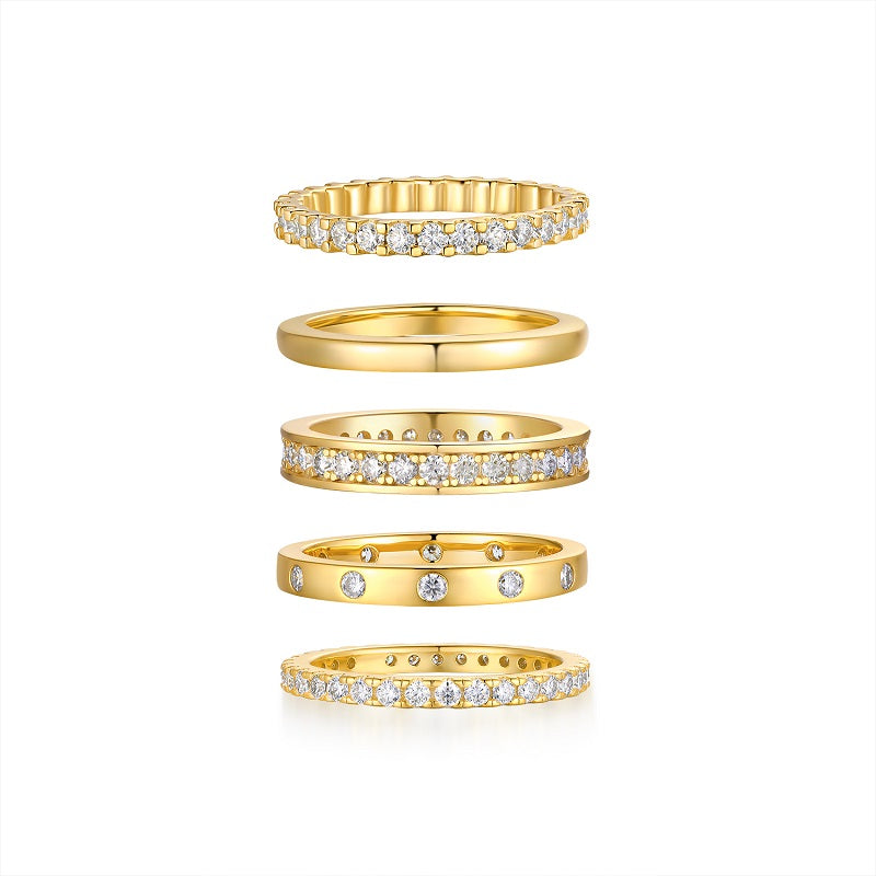 Moissanite Ring Set - 5 Piece Sterling Silver Collection