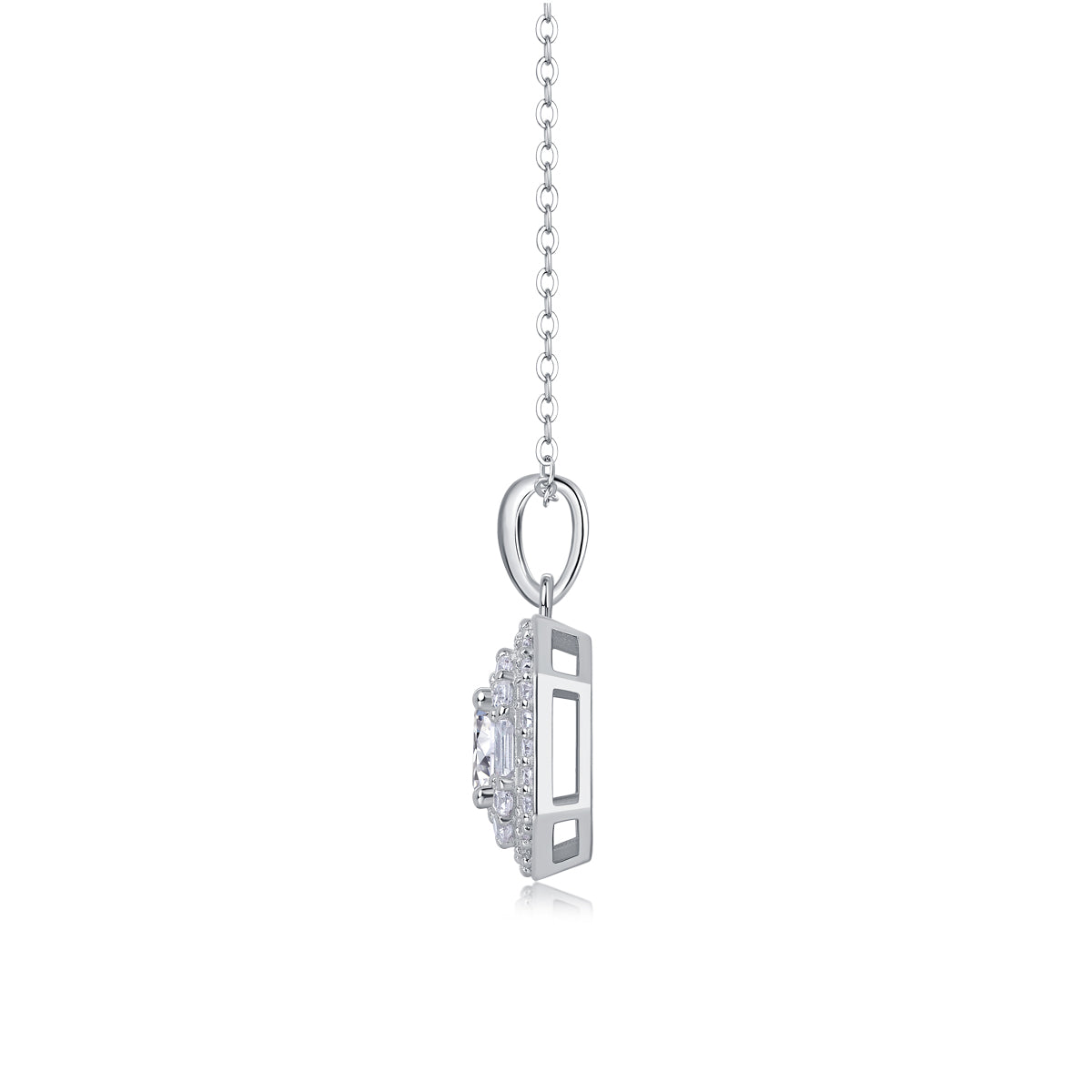 Square Moissanite Pendant Necklace - 1 Carat S925 Sterling Silver