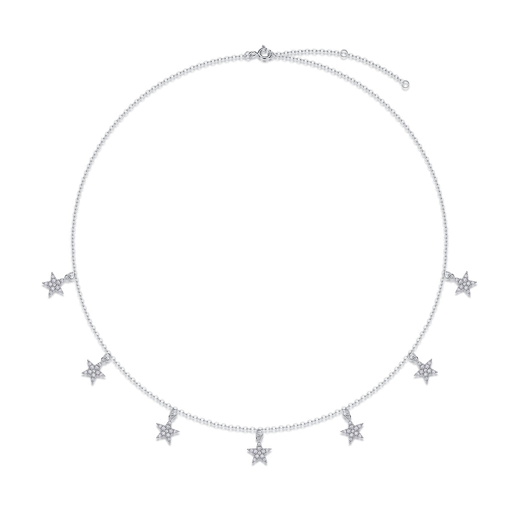 Star Love Moissanite Pendant Necklace - S925 Sterling Silver with Platinum Plating