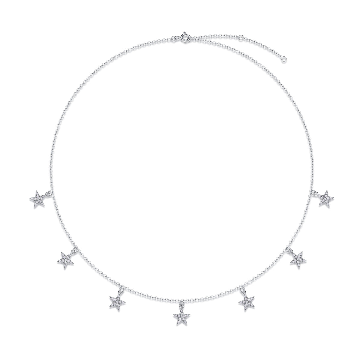 Star Love Moissanite Pendant Necklace - S925 Sterling Silver with Platinum Plating