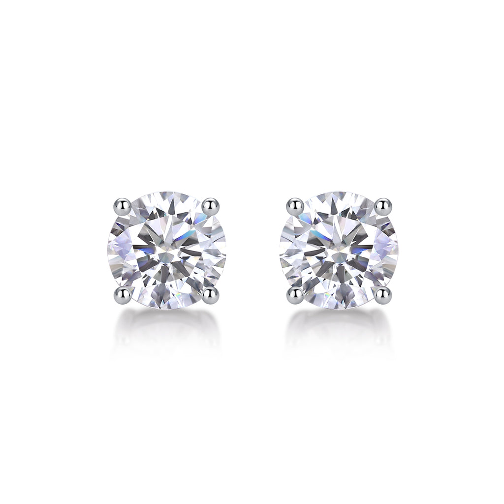 Classic Moissanite Stud Earrings — S925 Sterling Silver, 0.5ct / 1ct / 2ct