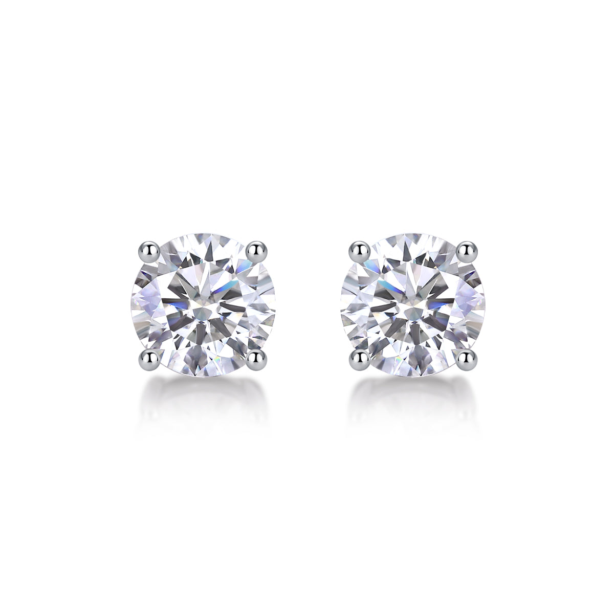 Classic Moissanite Stud Earrings — S925 Sterling Silver, 0.5ct / 1ct / 2ct