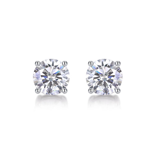 Classic Moissanite Stud Earrings — S925 Sterling Silver, 0.5ct / 1ct / 2ct