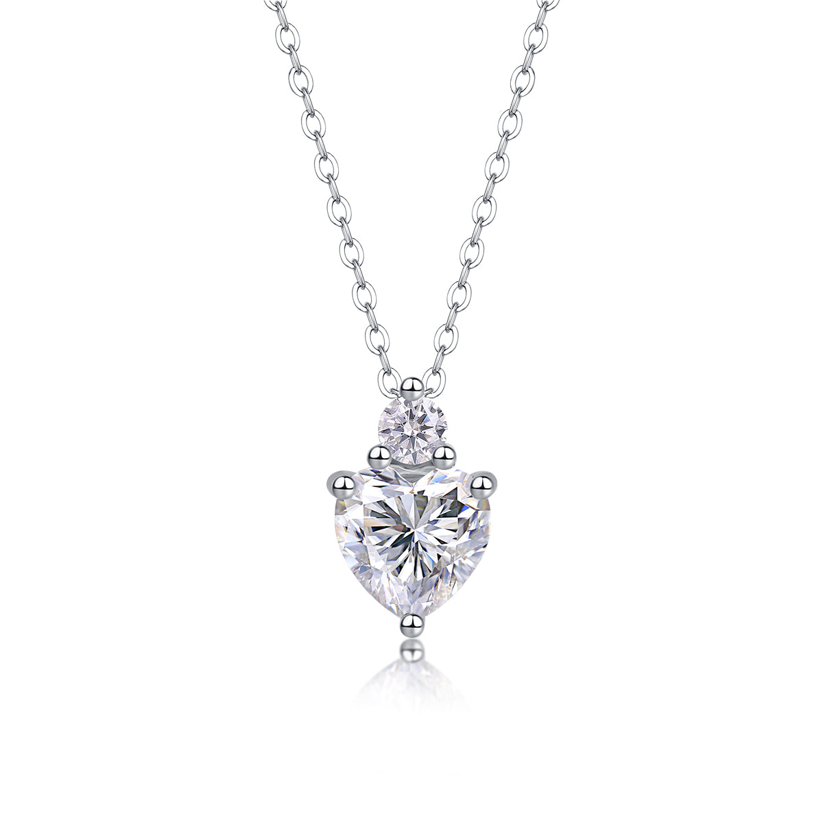 Heart Moissanite Necklace - S925 Sterling Silver Platinum-Plated with Chain