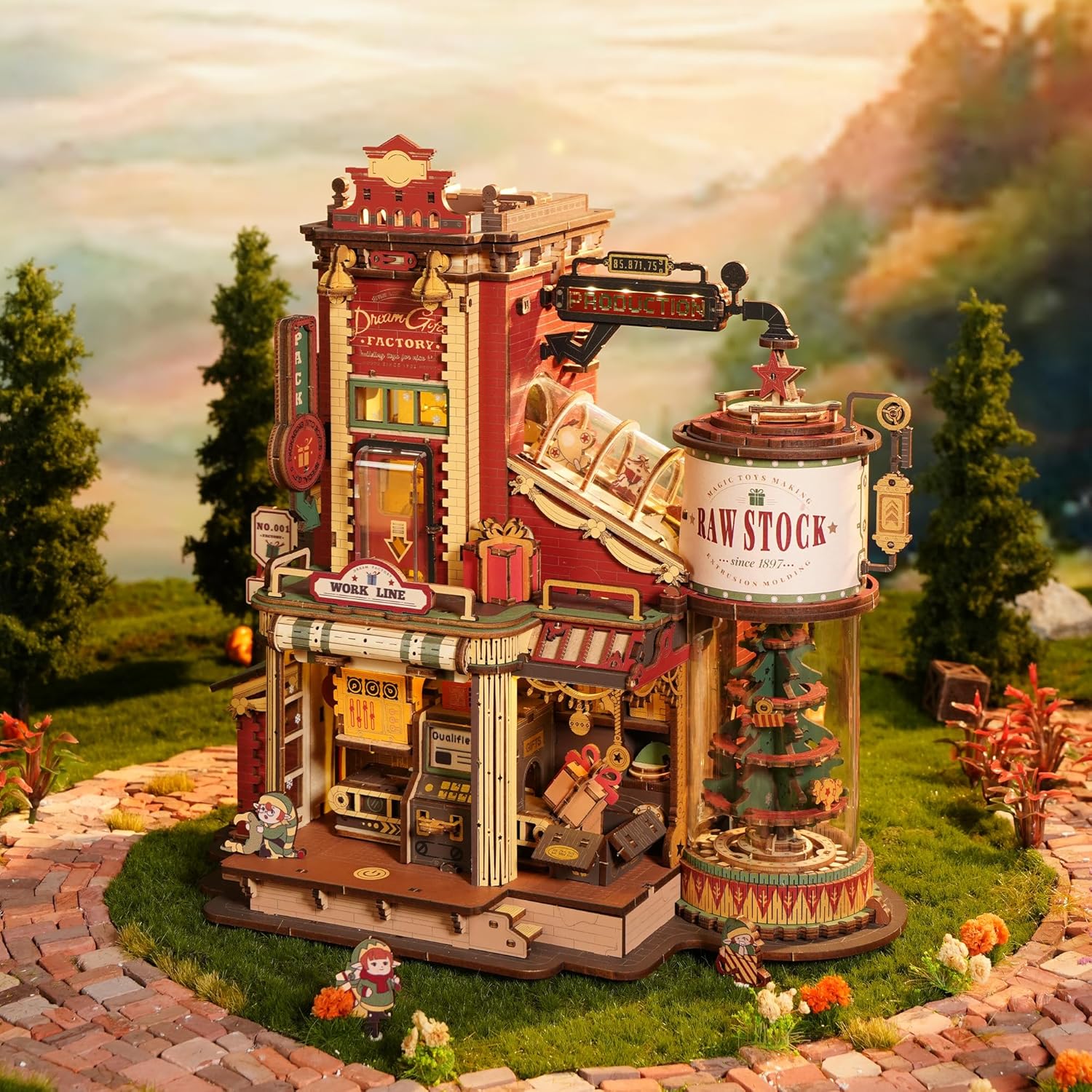 Robotime Gift Factory 3D Wooden Puzzle with Music & Lights - Animated Model Kit