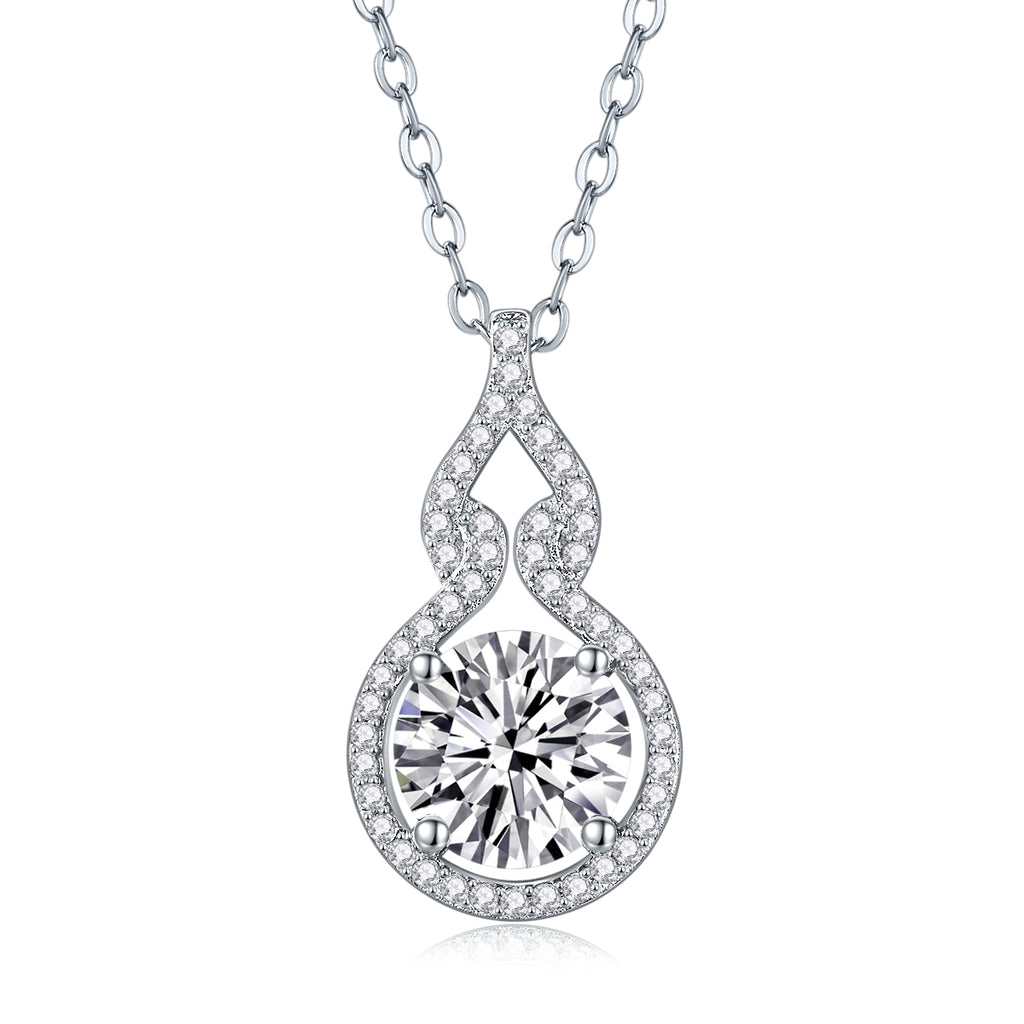 2 Carat Moissanite Necklace - S925 Sterling Silver Platinum-Plated with Chain