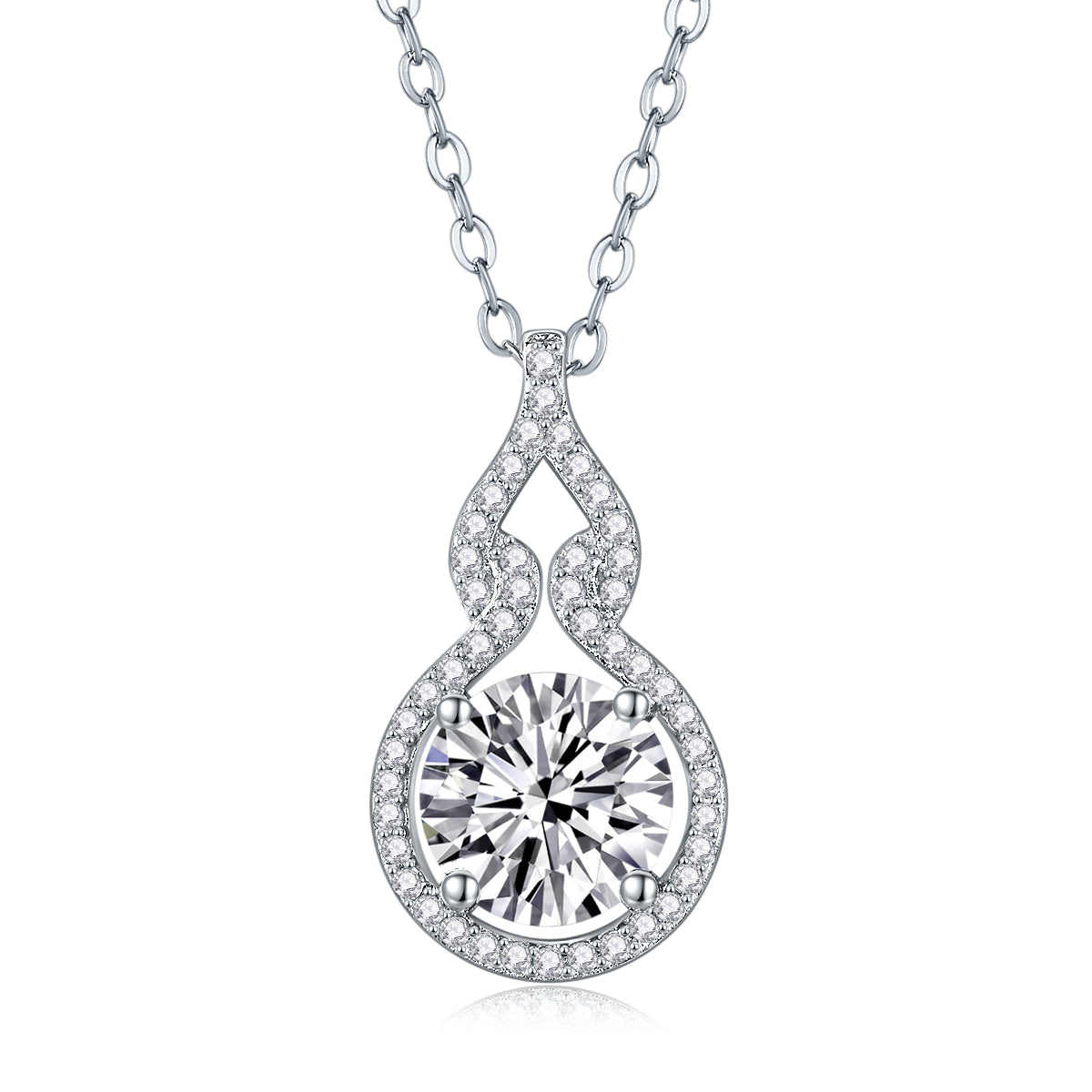 2 Carat Moissanite Necklace - S925 Sterling Silver Platinum-Plated with Chain