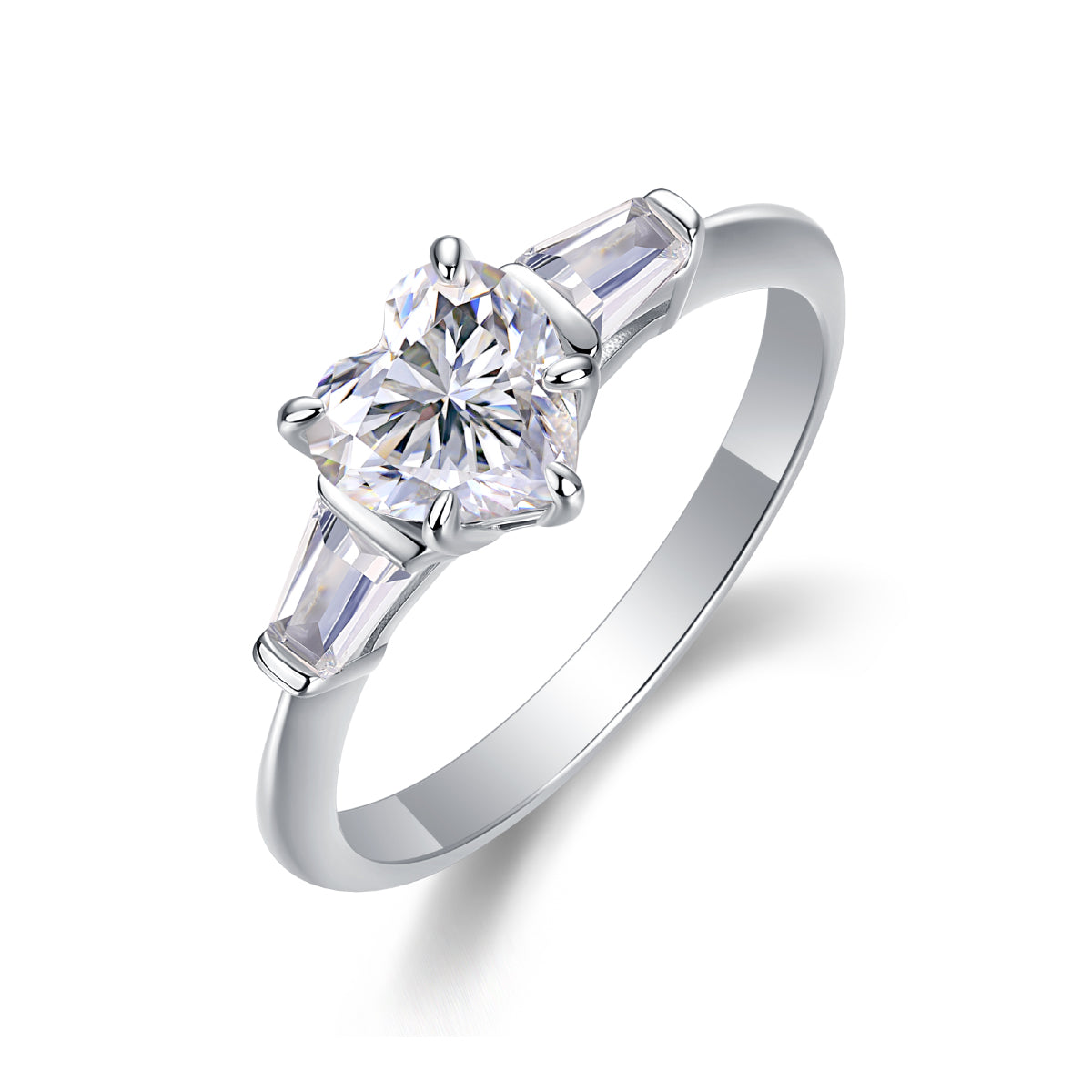 Heart-Shaped Moissanite Sterling Silver Ring