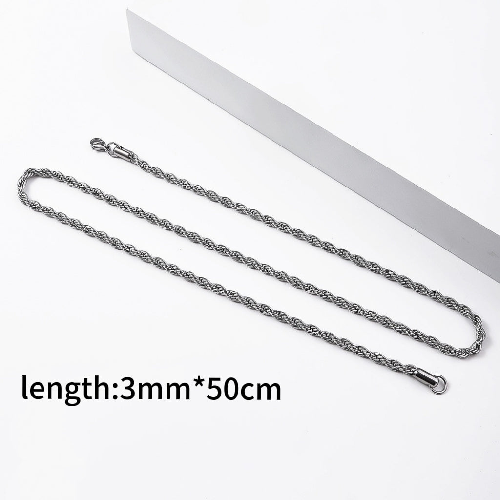 Stainless Steel Twist Chain Necklace - Minimalist Everyday Jewelry