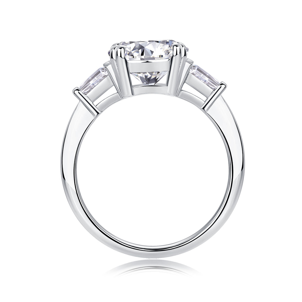 Shining Step by Step 3-Carat Moissanite Ring – S925 Sterling Silver with Platinum Plating