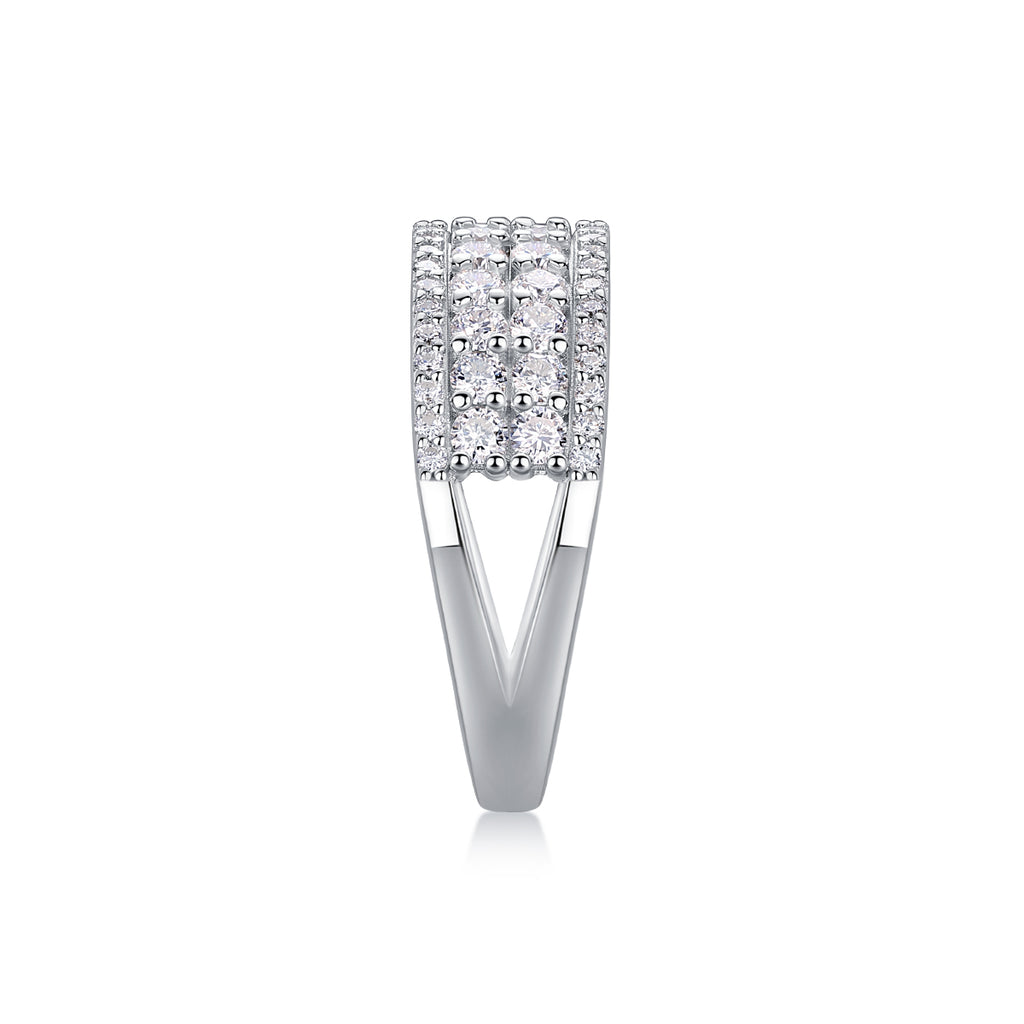 Multi-Row Moissanite Ring - S925 Sterling Silver Luxury Band