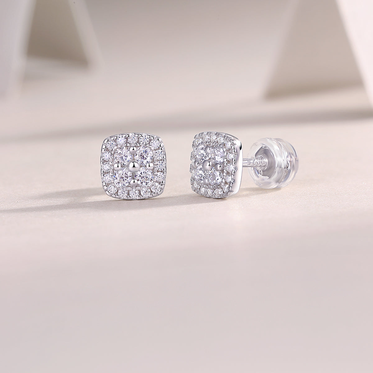 Moissanite Stud Earrings - S925 Sterling Silver Platinum-Plated (Pair)