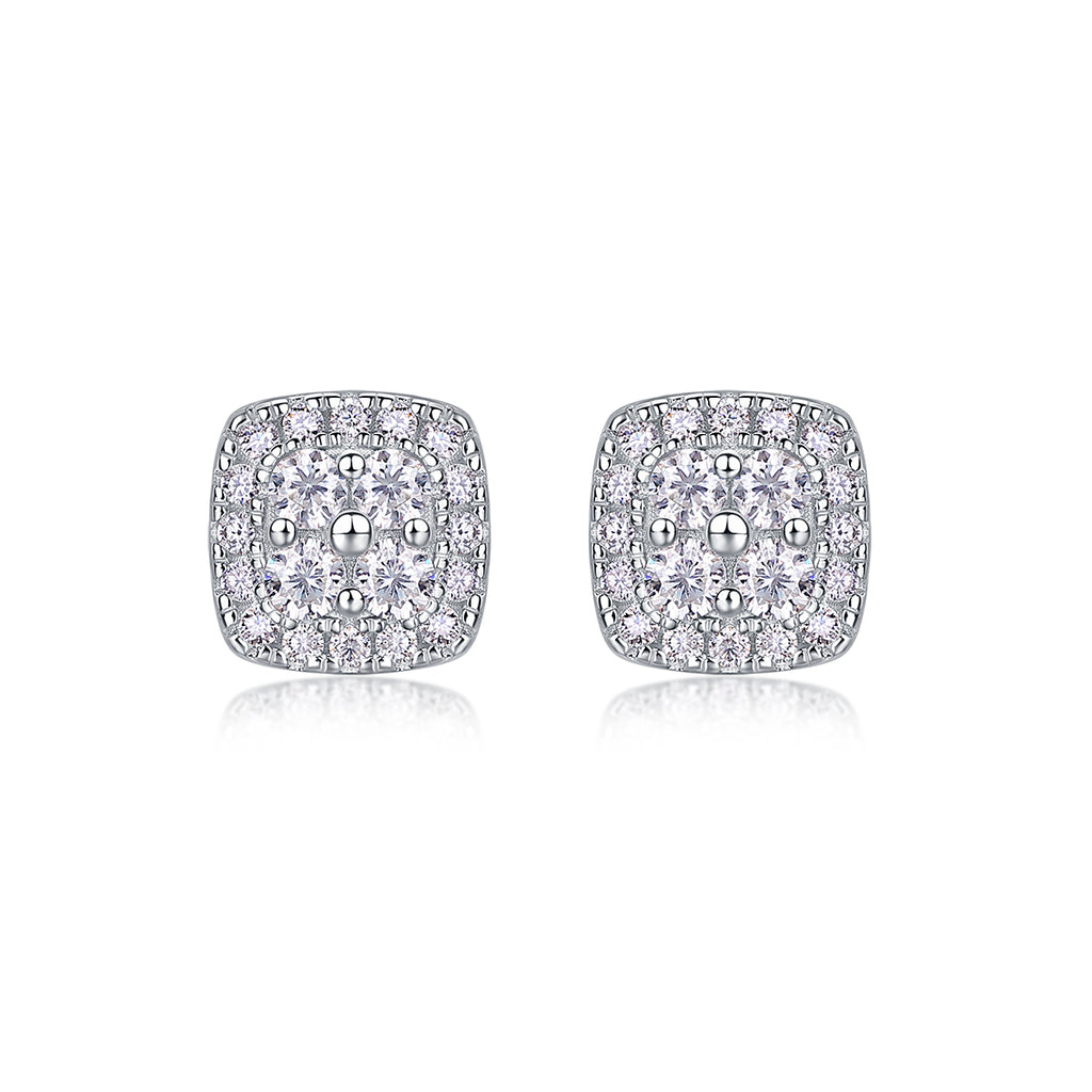 Moissanite Stud Earrings - S925 Sterling Silver Platinum-Plated (Pair)