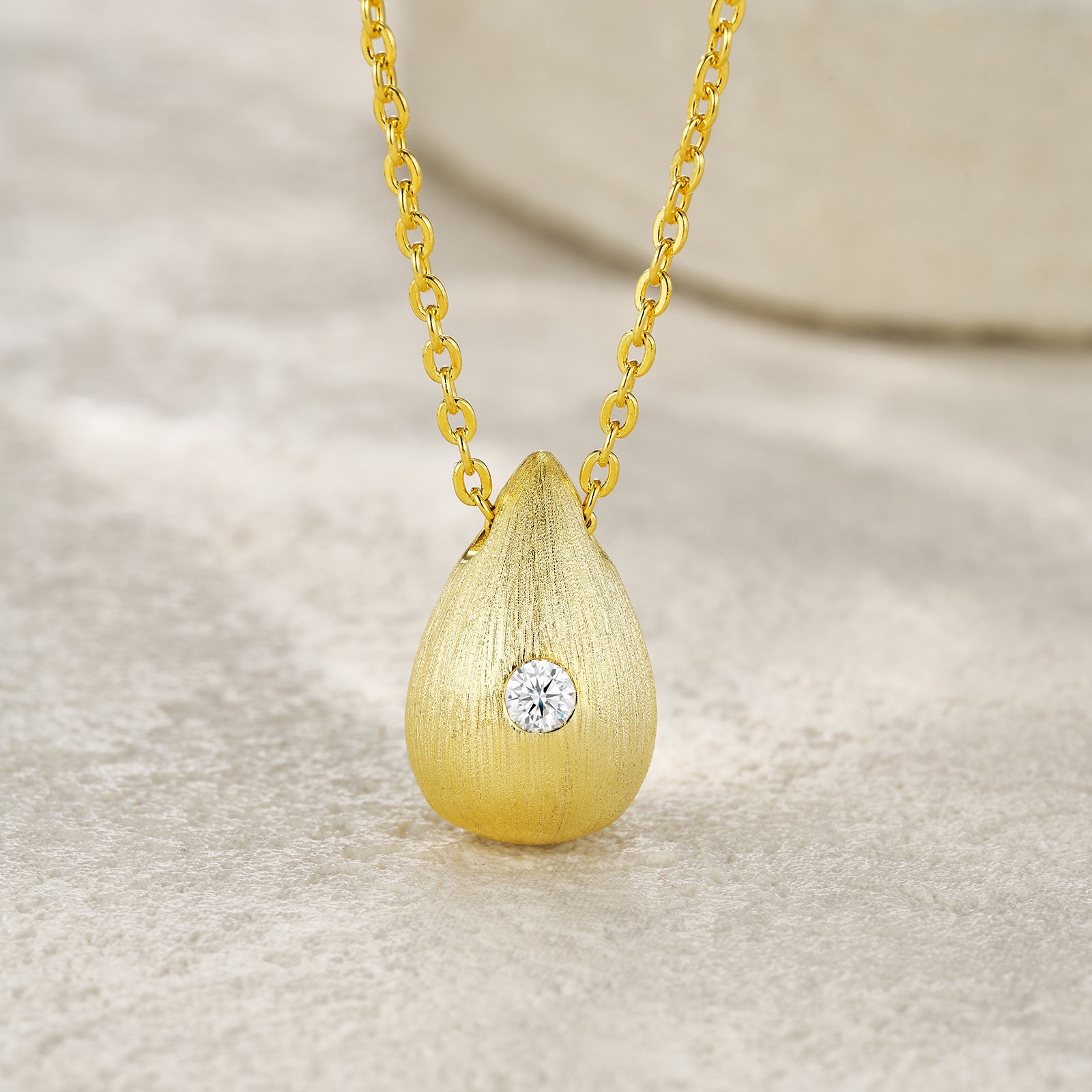 Moissanite Water Drop Gold Plated Necklace