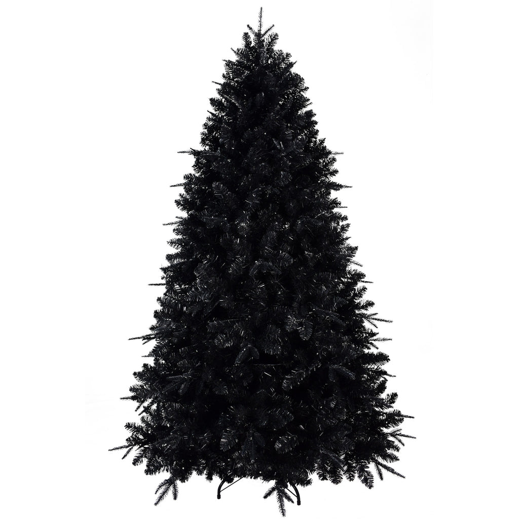Pre-Lit Black Christmas Tree with White LED Lights - Halloween & Holiday Decor