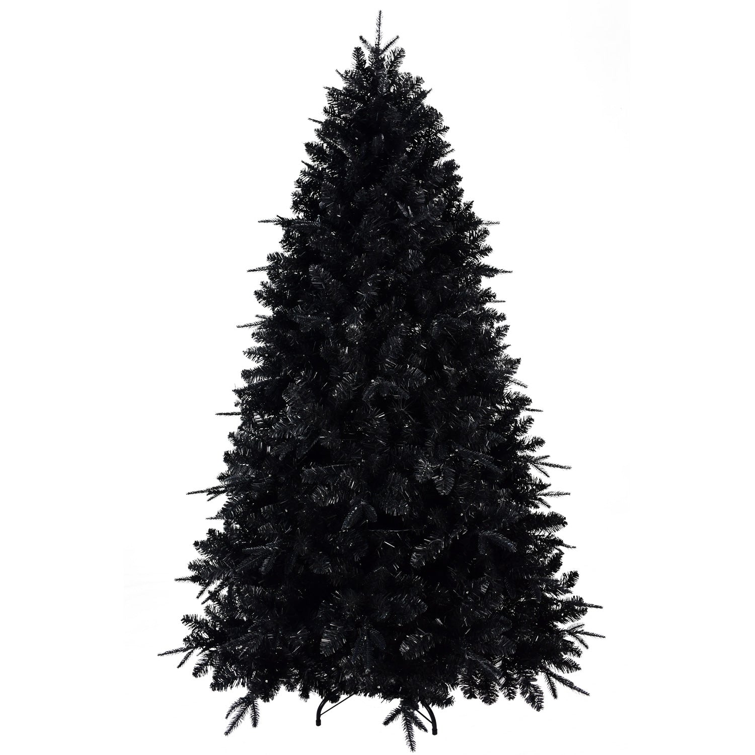 Pre-Lit Black Christmas Tree with White LED Lights - Halloween & Holiday Decor