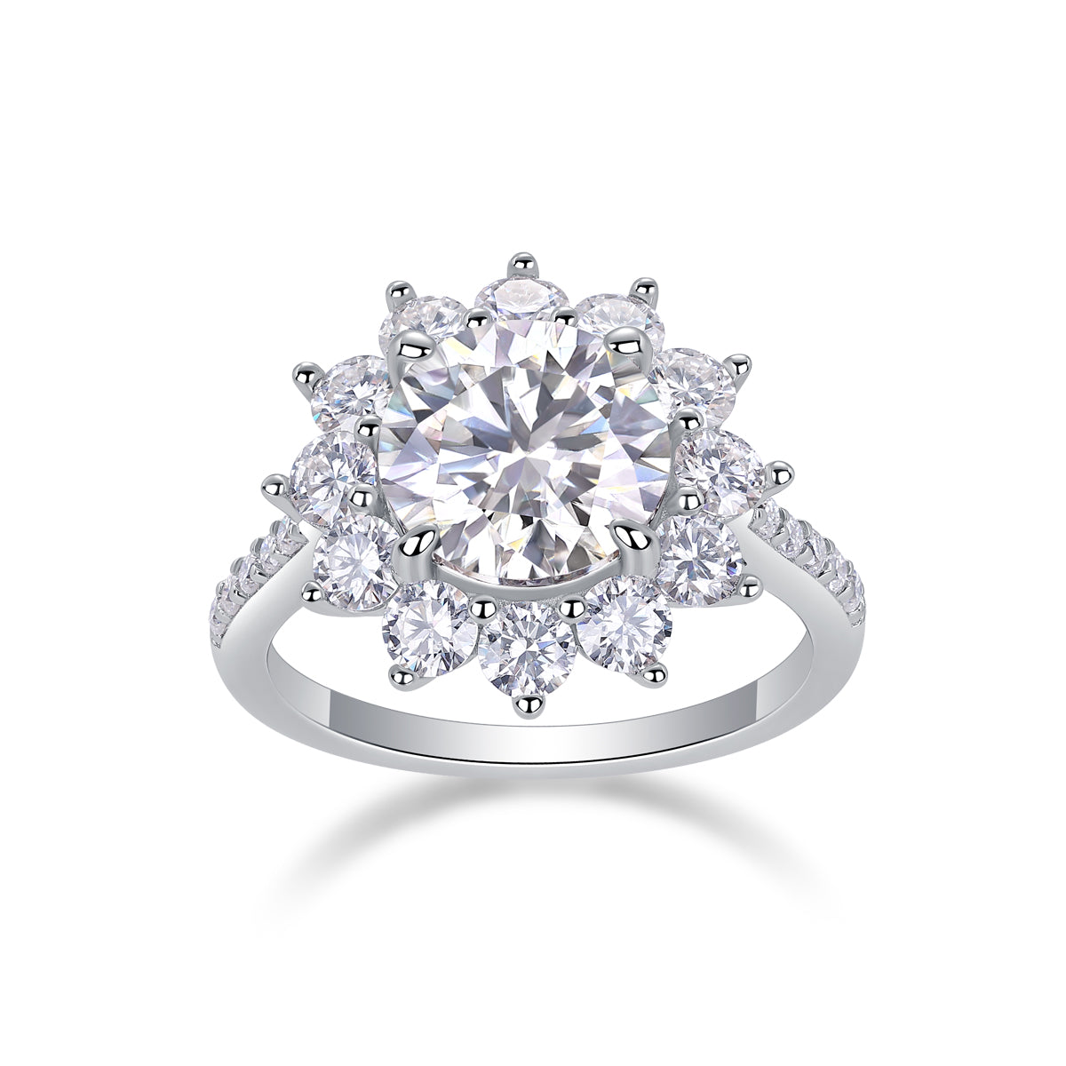 Sunflower 3-Carat Moissanite Bezel Ring in Platinum-Plated S925 Sterling Silver