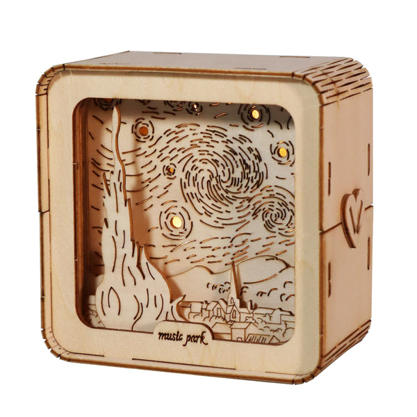 Starry Sky Night Light 3D Wooden Puzzle - Illuminated Celestial Model Kit