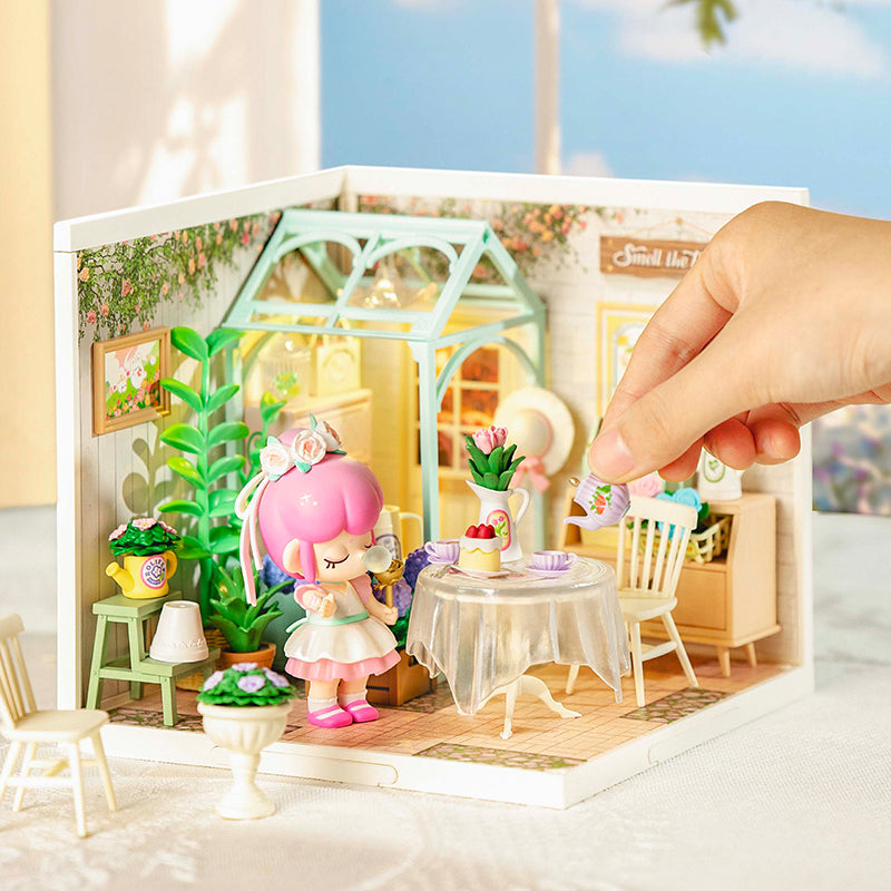 Robotime Blooming Tea Garden Miniature Kit - DIY Dollhouse