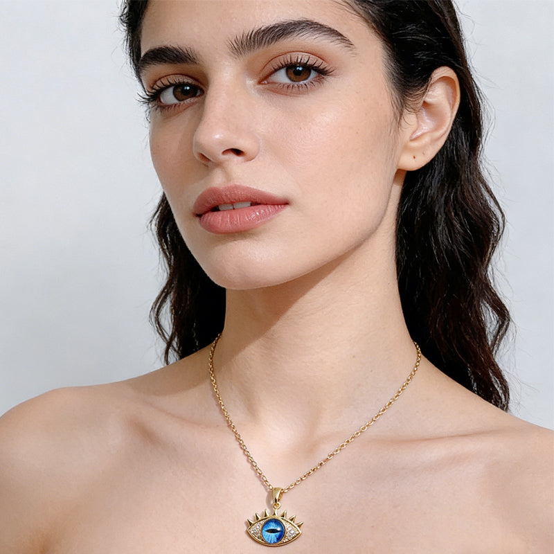 Evil Eye Hamsa Hand Necklace - Titanium Steel Protection Amulet