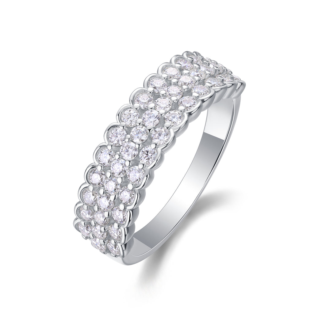 Multi-Row Moissanite Eternity Ring – S925 Sterling Silver