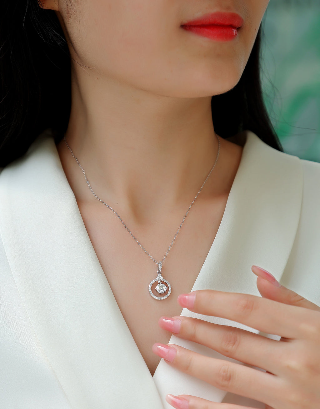 1 Carat Moissanite Necklace - S925 Sterling Silver Platinum-Plated with Chain