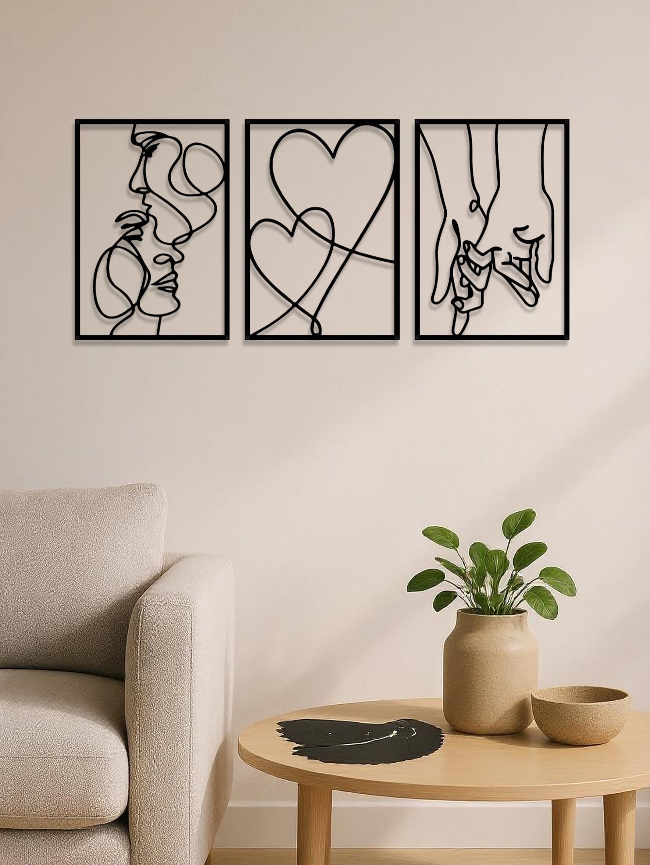 3 Piece Romantic Metal Wall Art Set